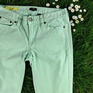 J Crew Toothpick Jeans Women 27 Stretch‎ Seafoam Denim Casual Pants Work Travel